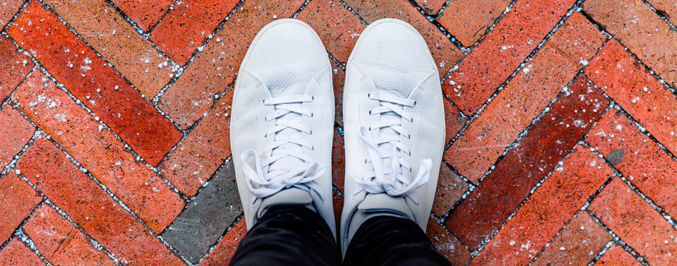pair of white sneakers