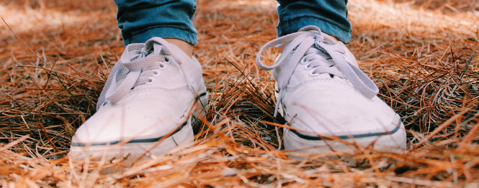 white sneakers outside