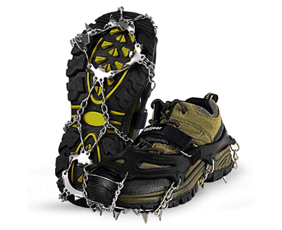 Mud Sand and Wet Grass Traction Cleats Ice Cleats with 18 Spikes for Walking Jogging Leanking Ice Snow Grips Climbing and Hiking on Snow Ice 