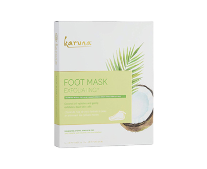 karuna exfoliating+ foot mask box
