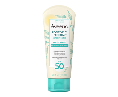 aveeno positively mineral sensitive skin daily sunscreen lotion with spf 50