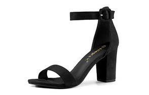 allegra k women's high chunky heel buckle ankle strap sandals